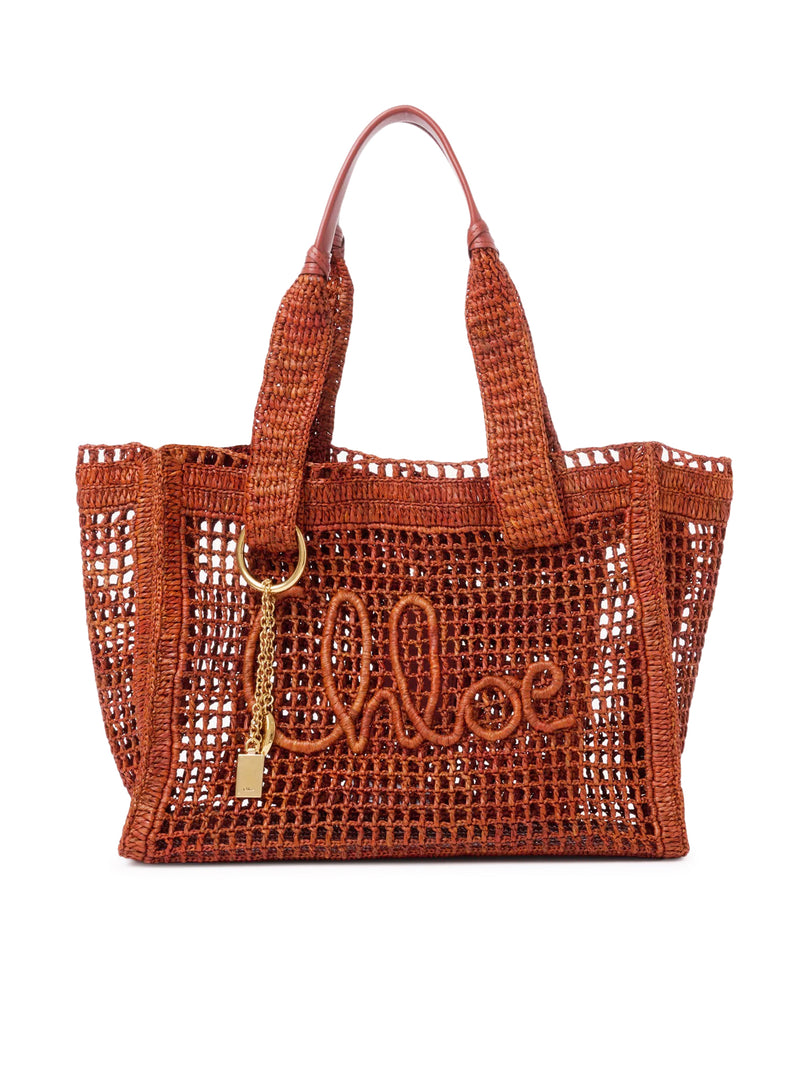 EAST-WEST SUMMER BANANA TOTE BAG IN RAFFIA