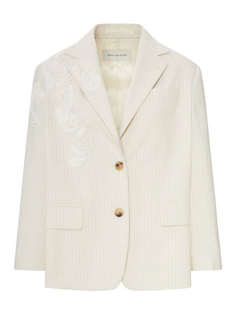 SINGLE-BREASTED JACKET WITH FLORAL EMBROIDERY