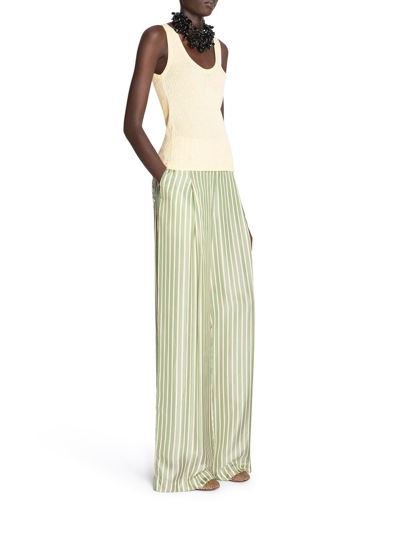 WIDE-LEG CUPRO TROUSERS WITH A WRINKLED EFFECT