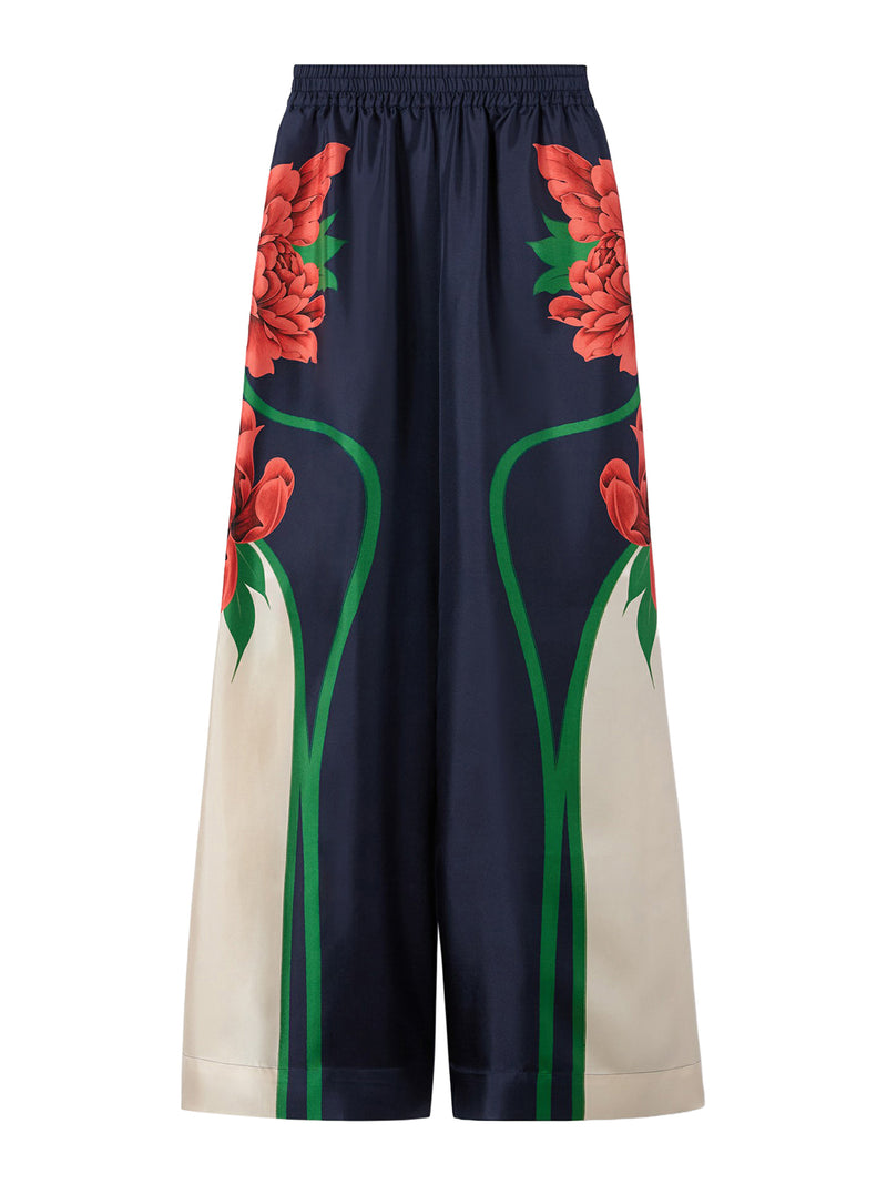 SILK TWILL PALAZZO TROUSERS