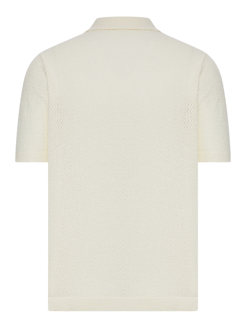 PERFORATED KNIT SHIRT WITH CLASSIC COLLAR