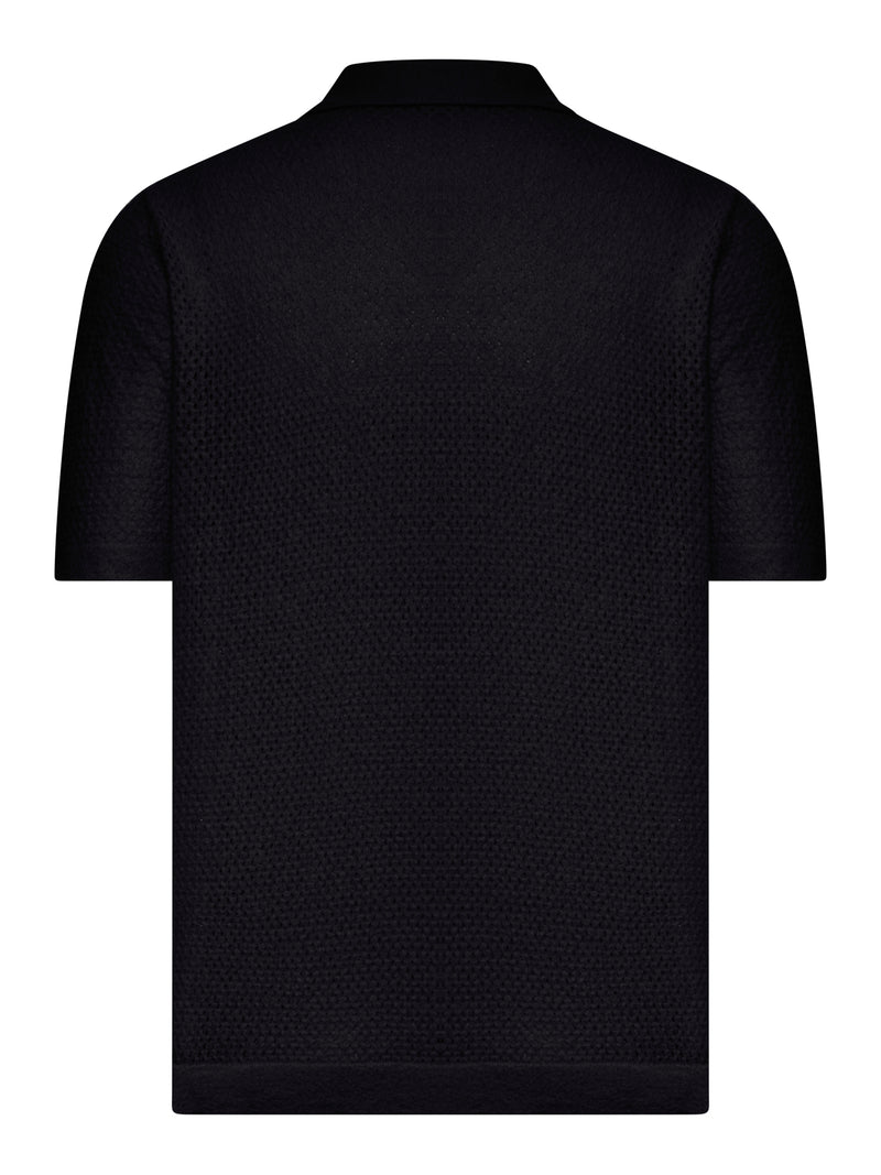 PERFORATED KNIT SHIRT WITH CLASSIC COLLAR