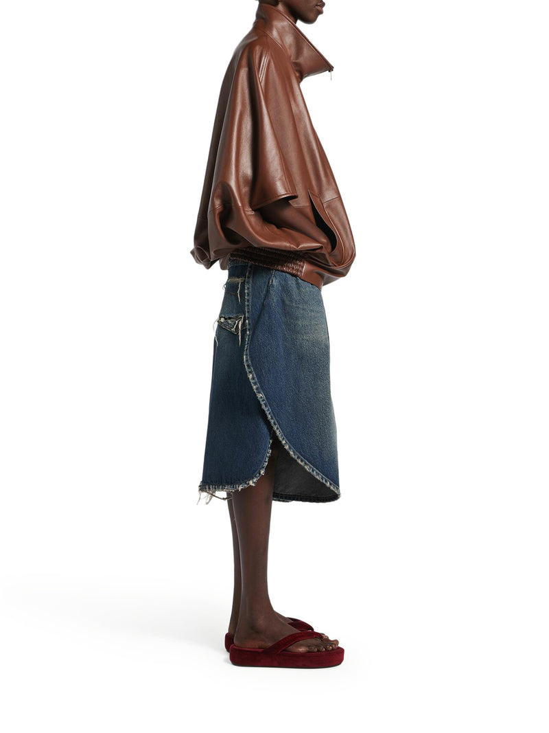 DARK OCEAN DENIM TULIP SHORTS