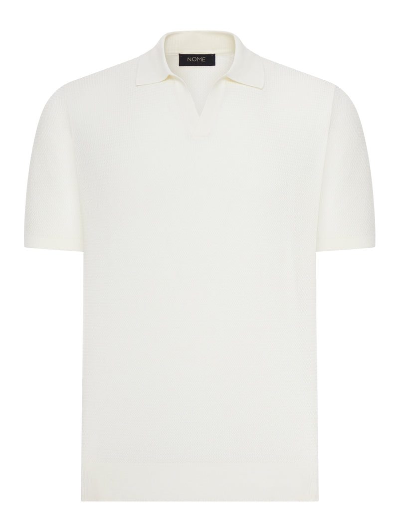 SHORT-SLEEVED SILK AND COTTON POLO SHIRT
