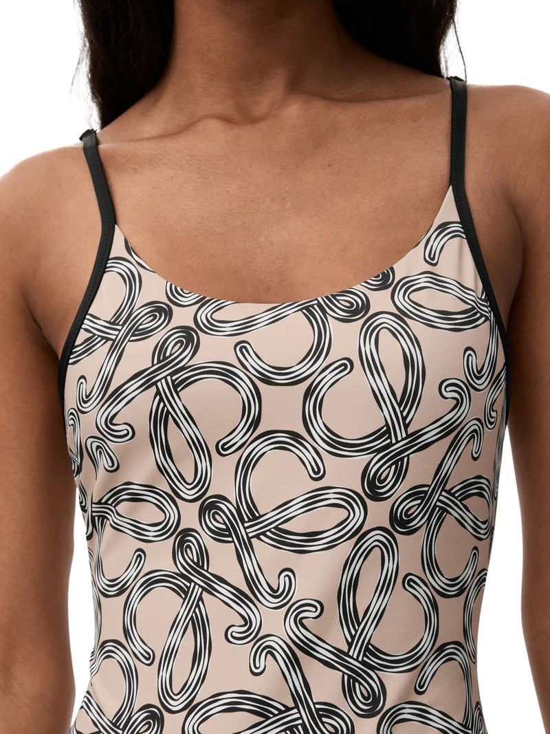 TECHNICAL JERSEY SWIMSUIT WITH ALL-OVER ANAGRAM PRINT