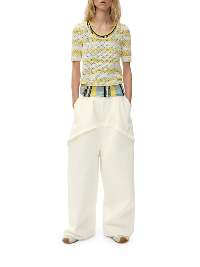 DENIM TROUSERS WITH ASYMMETRIC PANEL CONSTRUCTION