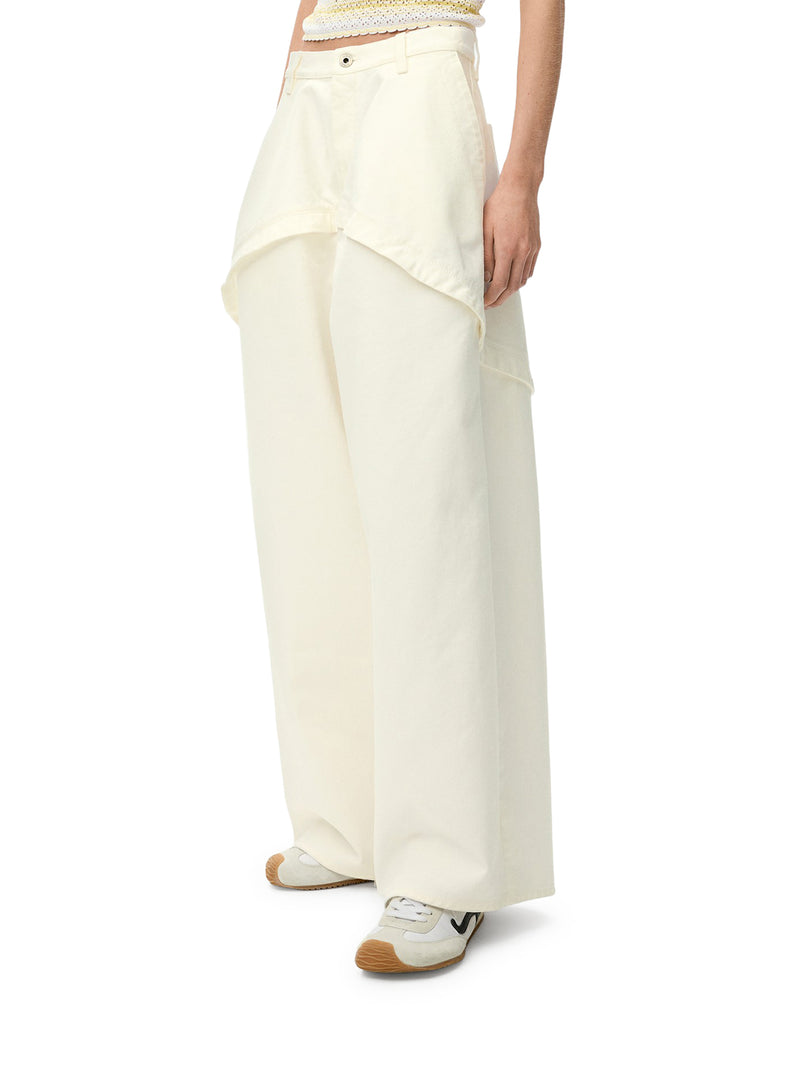 DENIM TROUSERS WITH ASYMMETRIC PANEL CONSTRUCTION