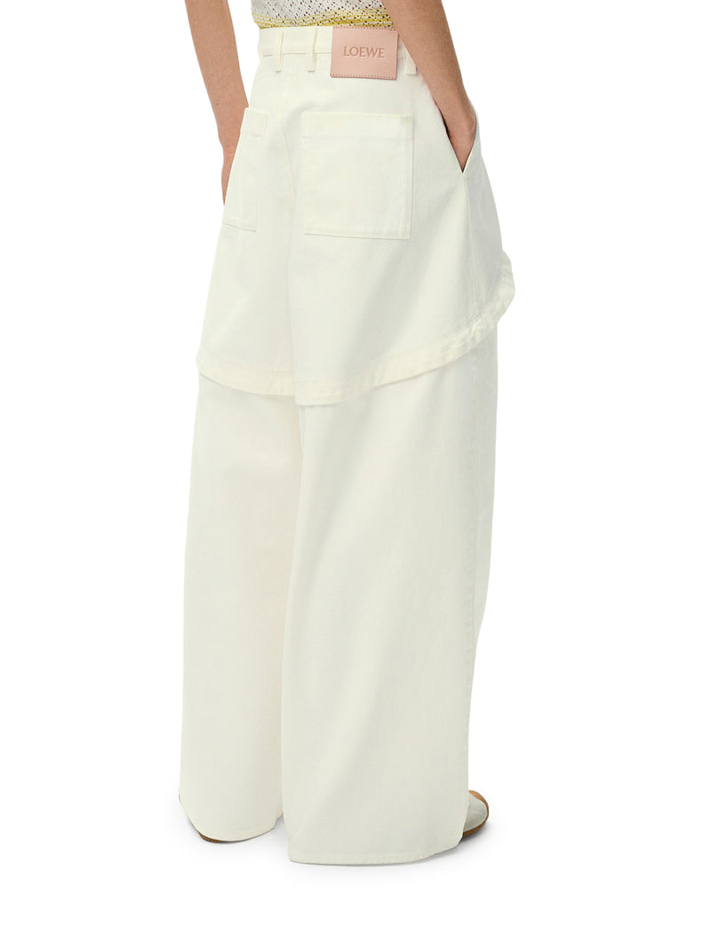 DENIM TROUSERS WITH ASYMMETRIC PANEL CONSTRUCTION
