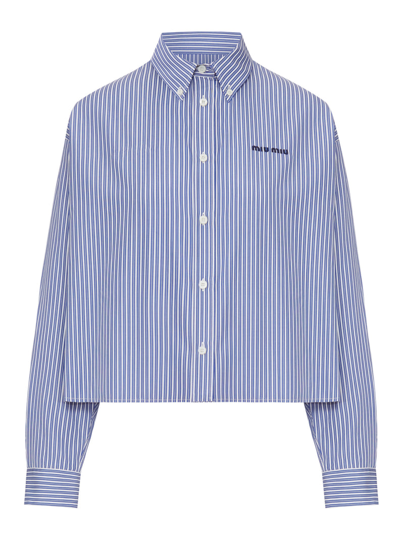 CROPPED STRIPED COTTON SHIRT