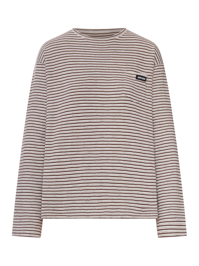 STRIPED COTTON AND CASHMERE BLEND T-SHIRT