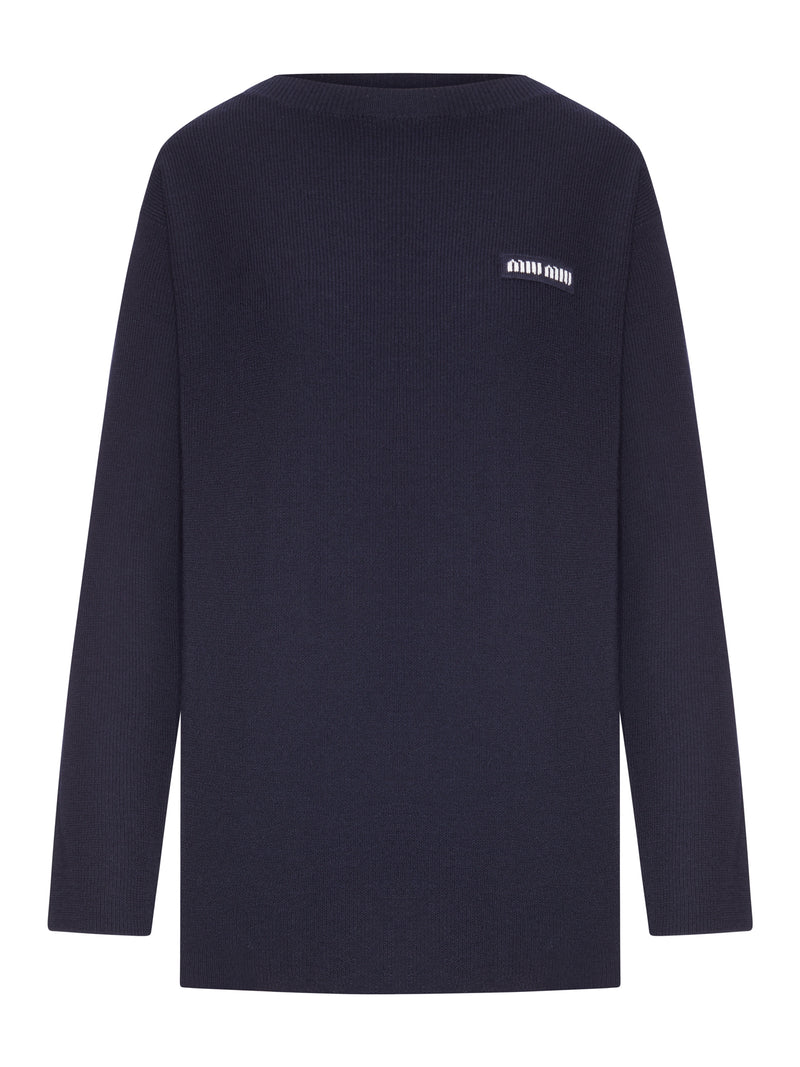 OVERSIZED RIBBED KNIT SWEATER WITH LOGO