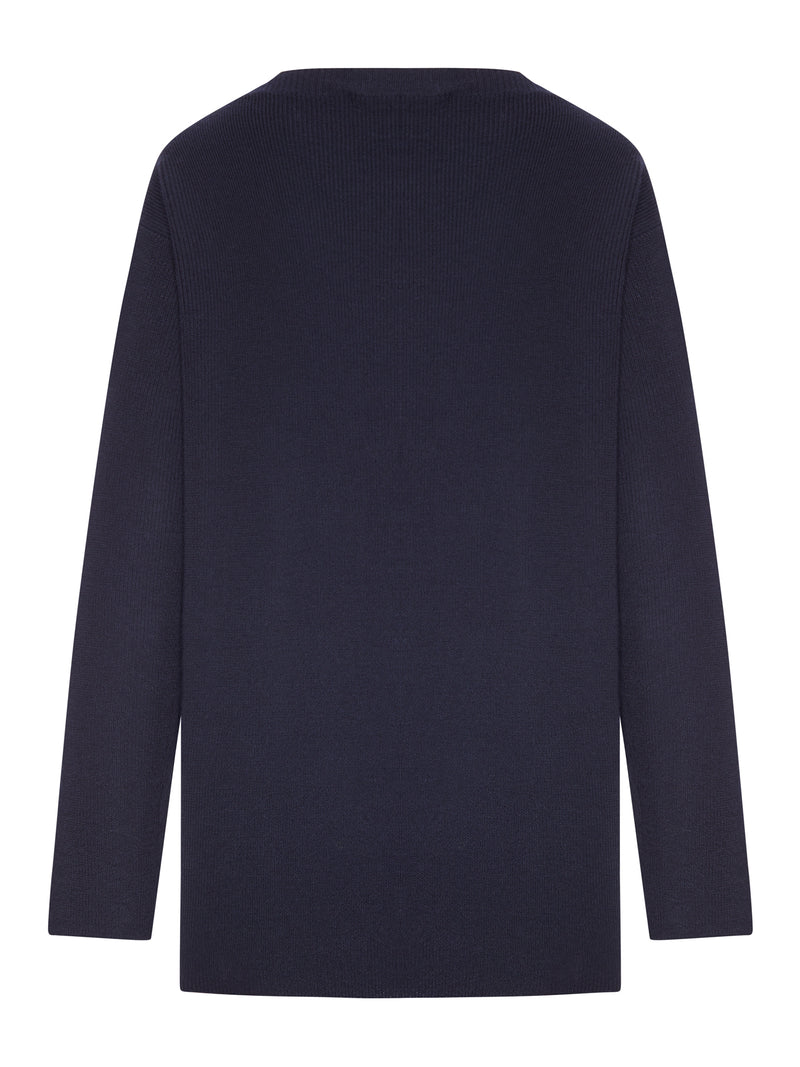 OVERSIZED RIBBED KNIT SWEATER WITH LOGO