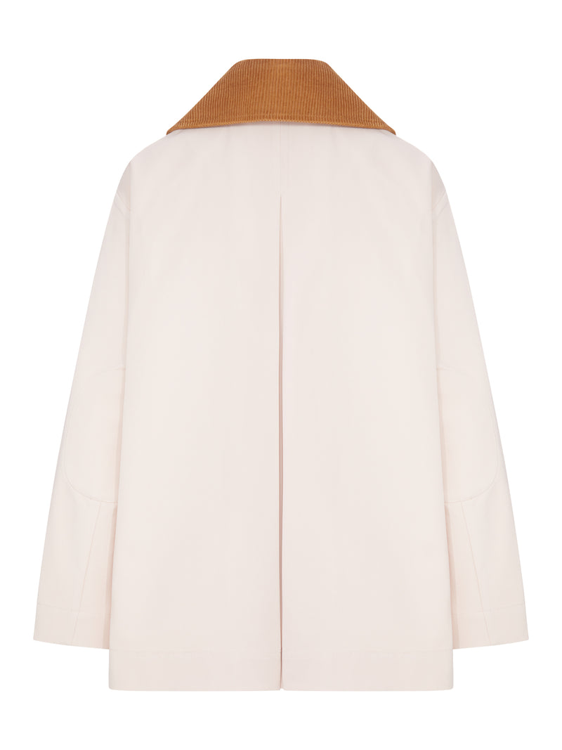 PINK TWILL JACKET WITH CORDUROY COLLAR