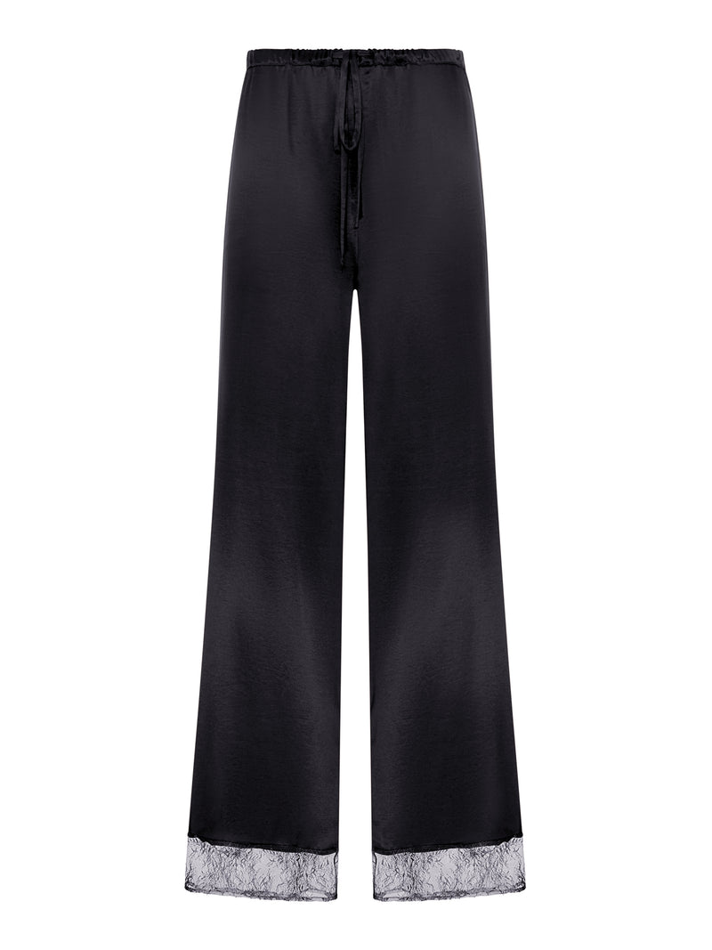 SILK PALAZZO TROUSERS WITH LACE DETAIL