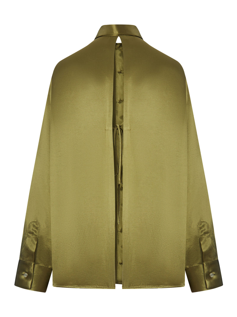 OVERSIZED SILK SHIRT WITH VERTICAL BACK OPENING