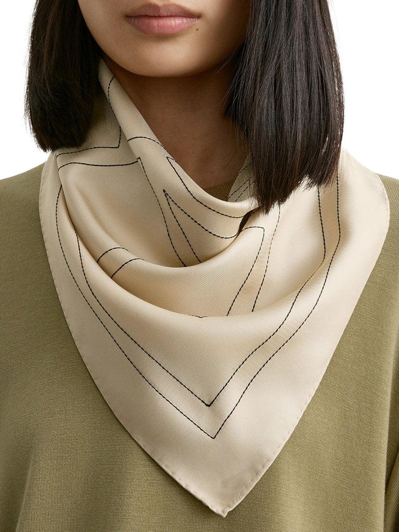 SILK SCARF WITH MONOGRAM EMBROIDERY