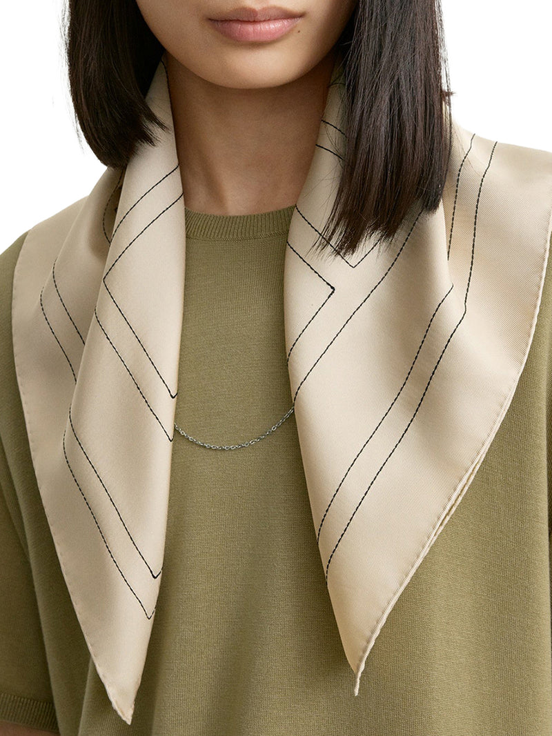 SILK SCARF WITH MONOGRAM EMBROIDERY