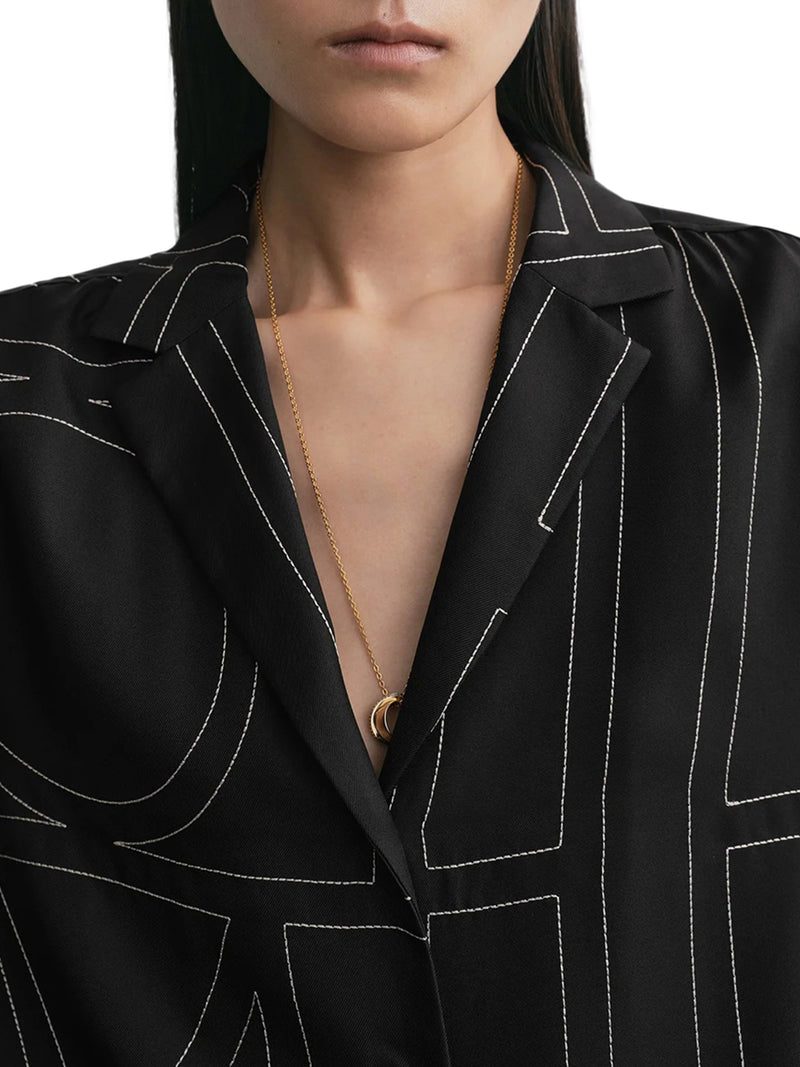 SILK SHIRT WITH MONOGRAM EMBROIDERY