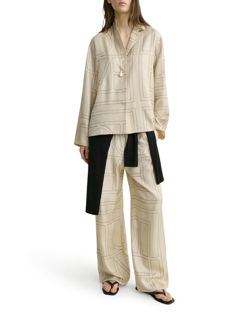 SILK SHIRT WITH MONOGRAM EMBROIDERY