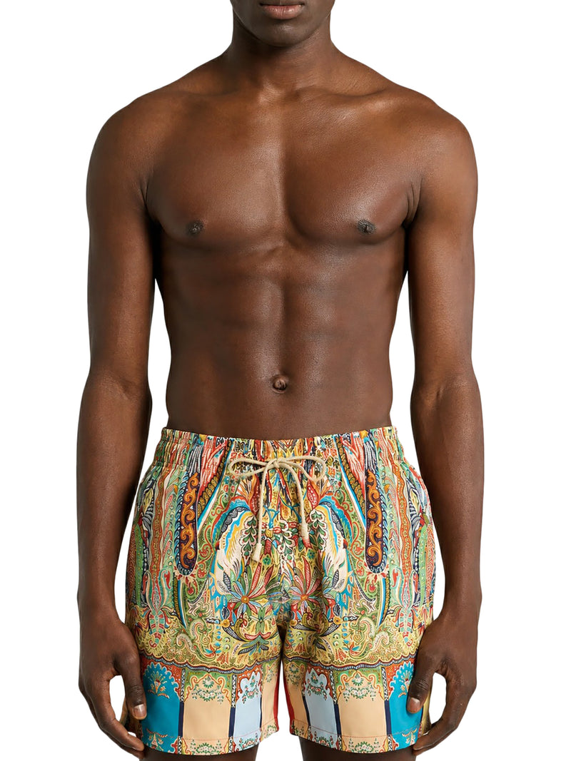 SWIMSUIT WITH PLACED FLORAL PAISLEY PRINT