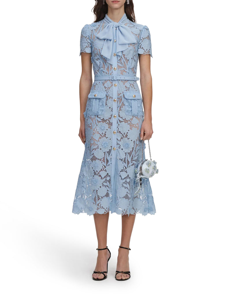 MIDI LACE DRESS WITH LAYERS ON THE NECK