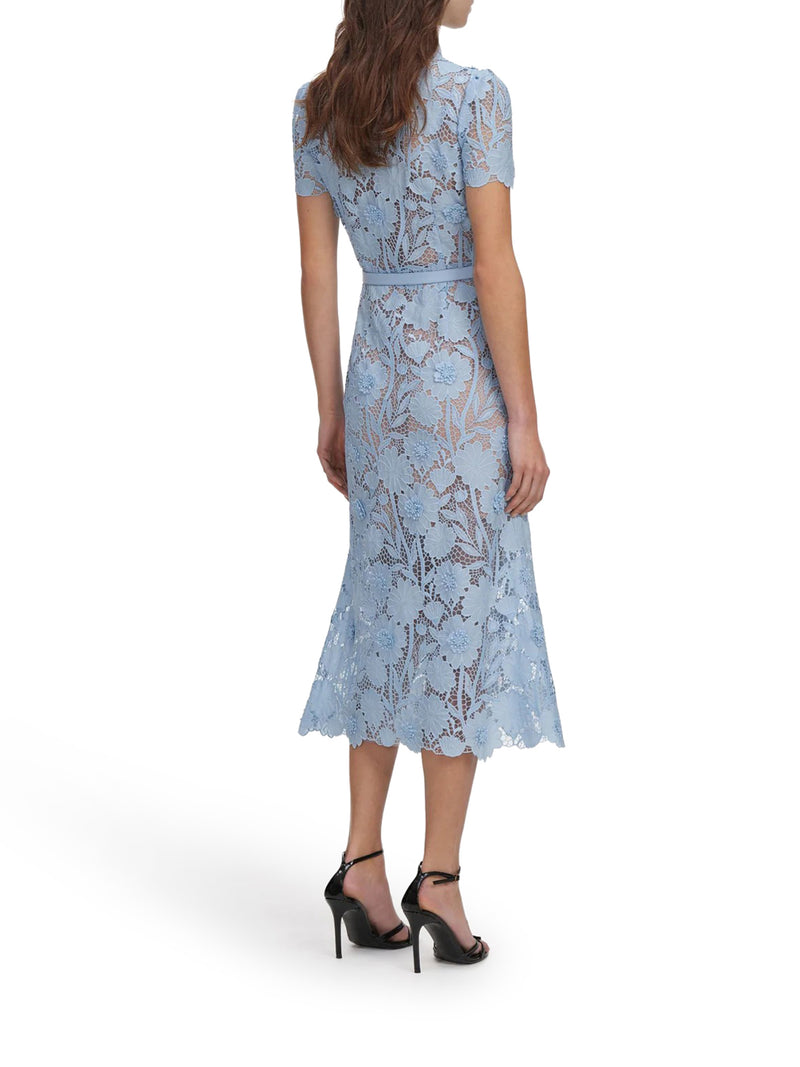 MIDI LACE DRESS WITH LAYERS ON THE NECK
