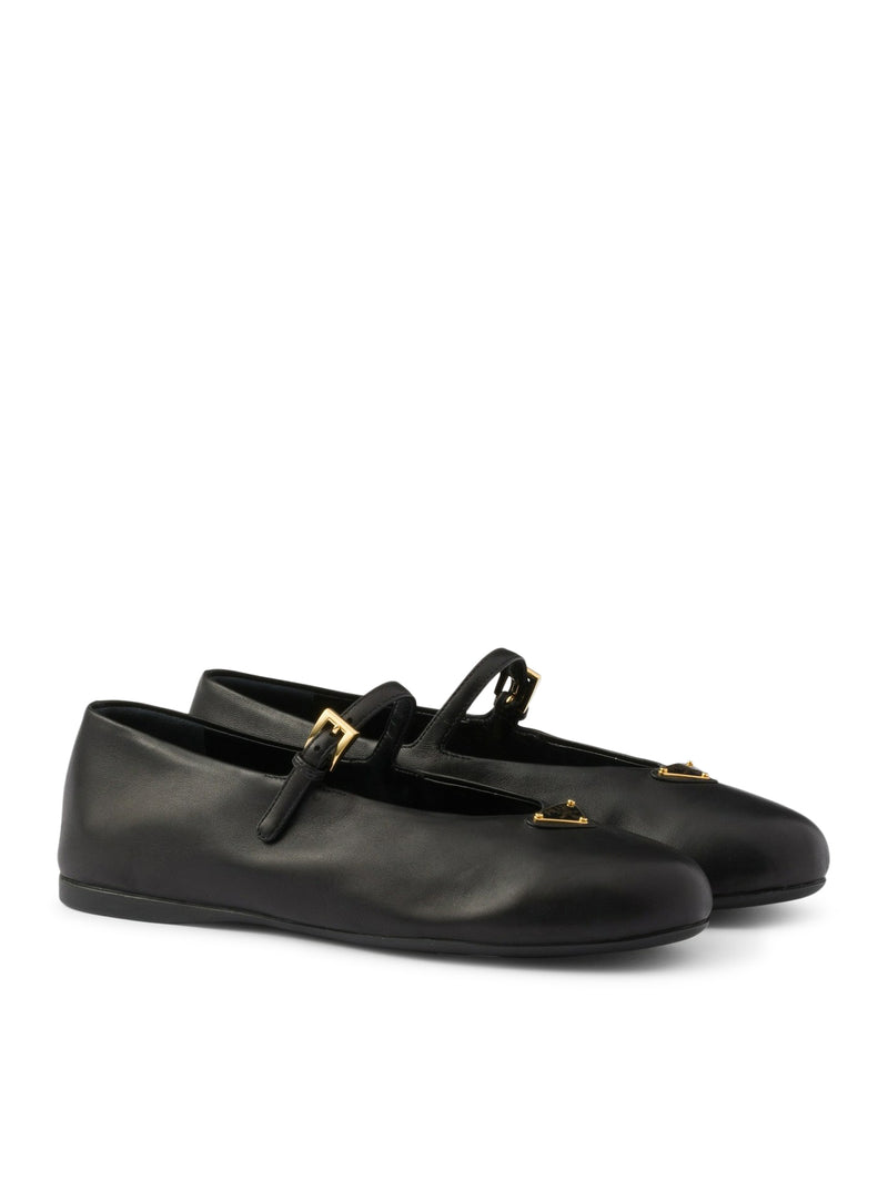 NAPPA LEATHER BALLET FLATS WITH LOGO