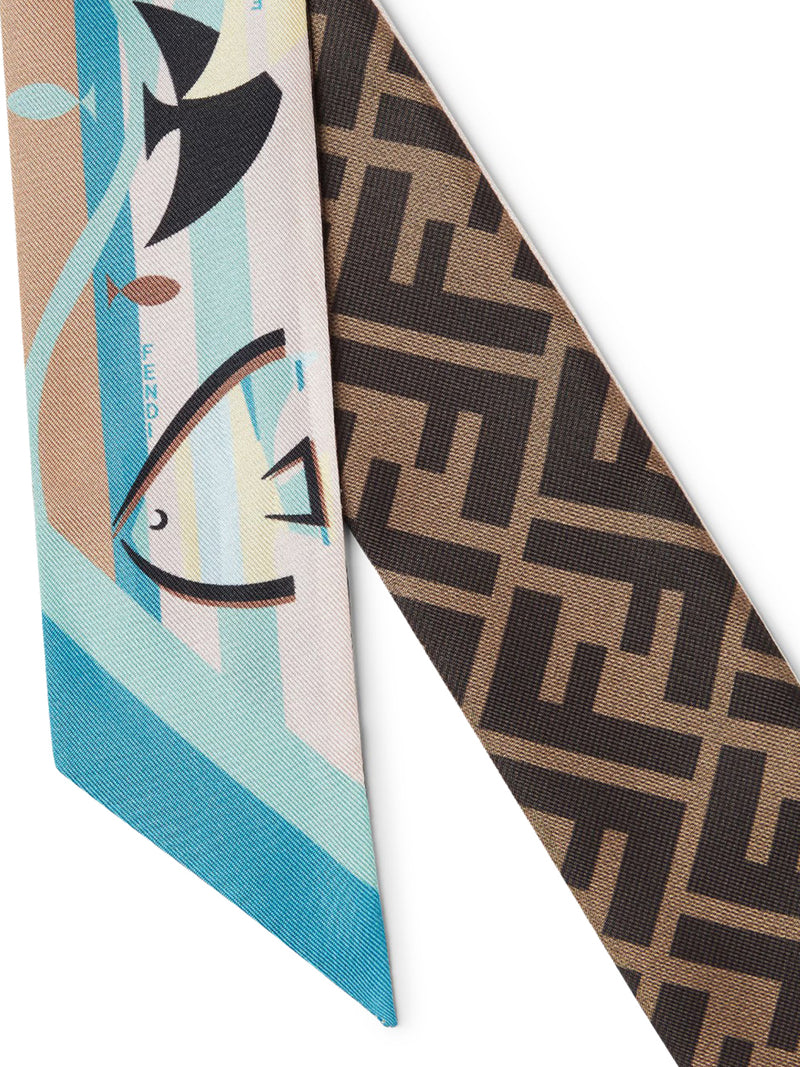 WRAPPY BANDEAU IN BLUE PRINTED SILK