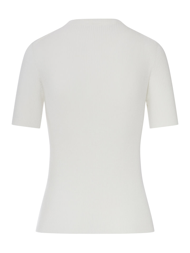 WHITE COTTON SWEATER WITH FRONT LOGO