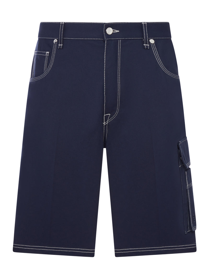 COTTON CANVAS CARGO BERMUDA SHORTS