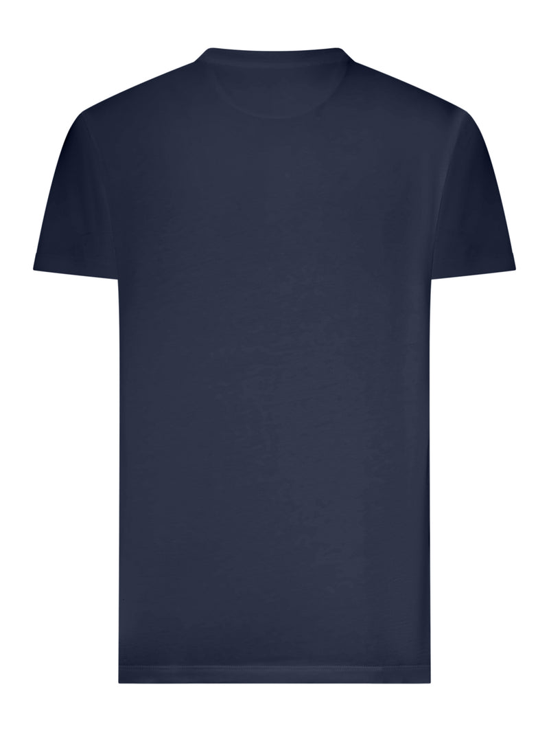 BLUE COTTON T-SHIRT WITH FRONT LOGO