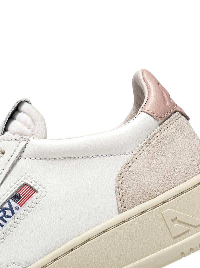 MEDALIST LOW SNEAKERS IN WHITE AND POWDER LEATHER AND BEIGE SUEDE