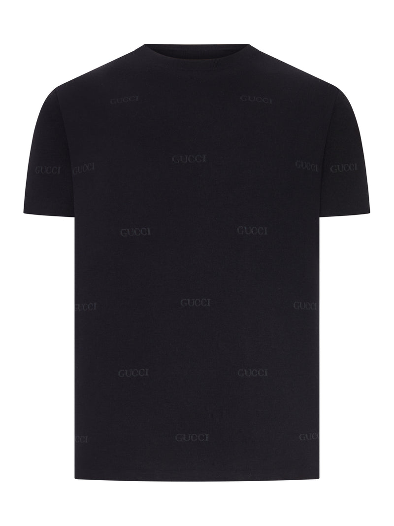 JACQUARD WOOL AND SILK BLEND T-SHIRT WITH ALL-OVER LOGO