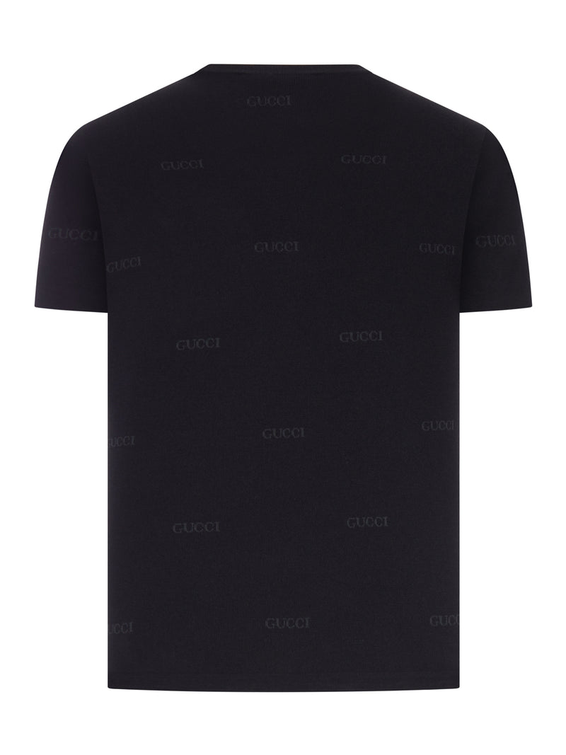 JACQUARD WOOL AND SILK BLEND T-SHIRT WITH ALL-OVER LOGO