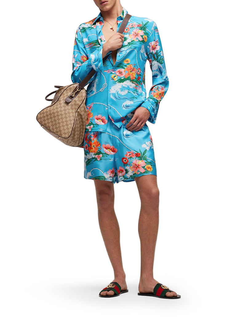 PRINTED SILK TWILL SHORTS