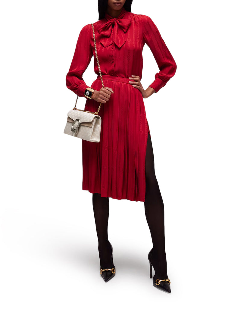 JACQUARD SILK MIDI SKIRT WITH GG CROSS CHAIN