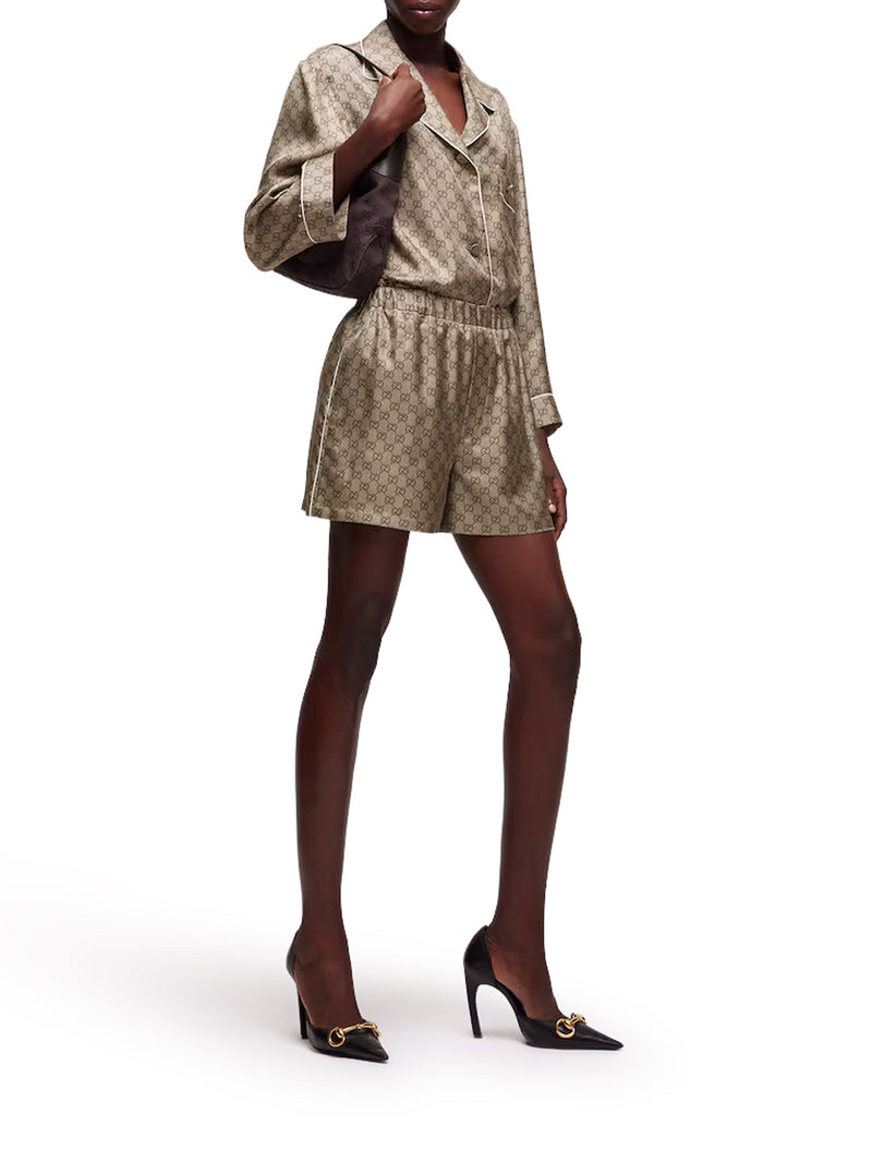 PRINTED SILK TWILL SHORTS