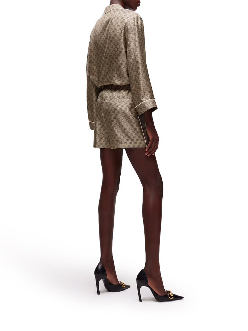 PRINTED SILK TWILL SHORTS