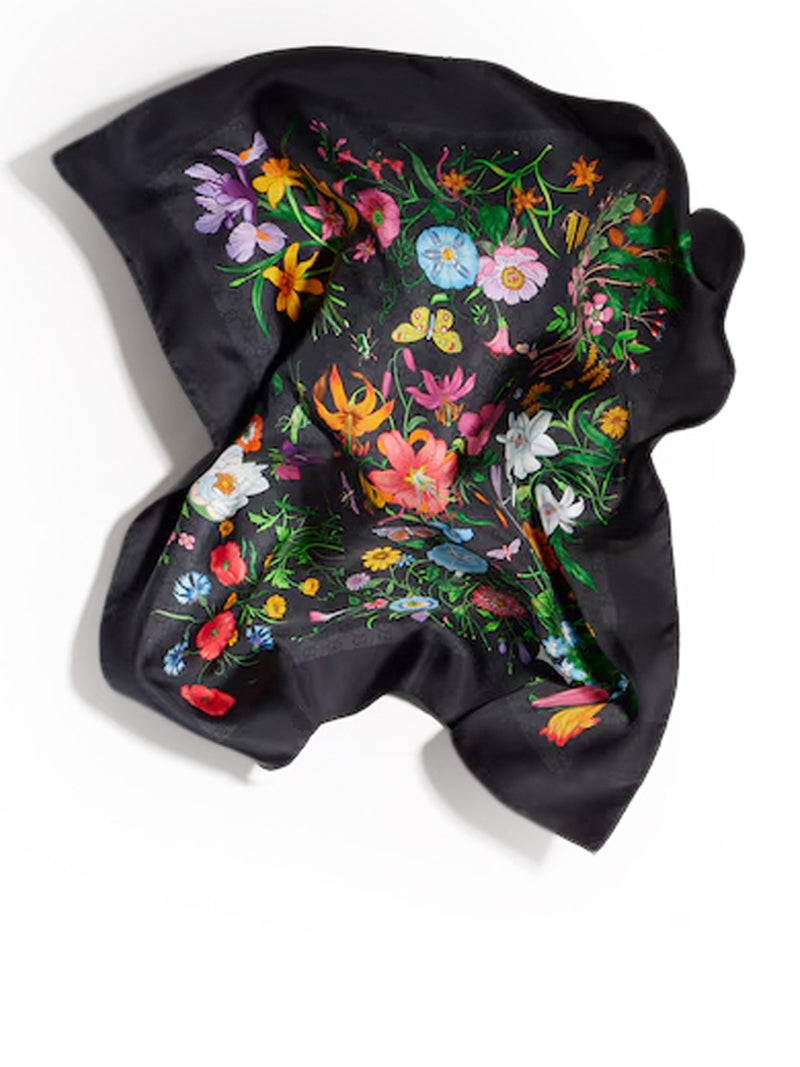 SILK TWILL SCARF WITH GG PRINT