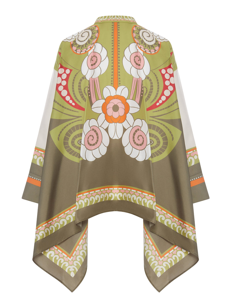 SILK SCARF SHIRT WITH PLACED PRINT