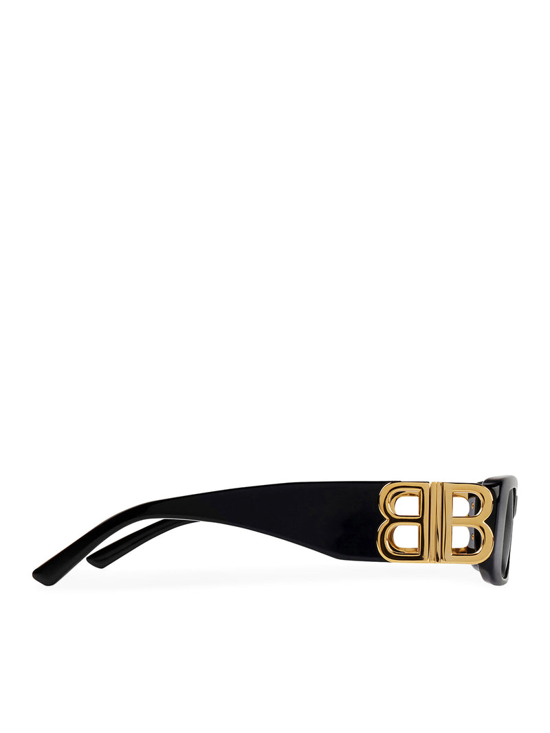 DYNASTY RECTANGLE SUNGLASSES IN BLACK ACETATE WITH GOLDEN FINISHES
