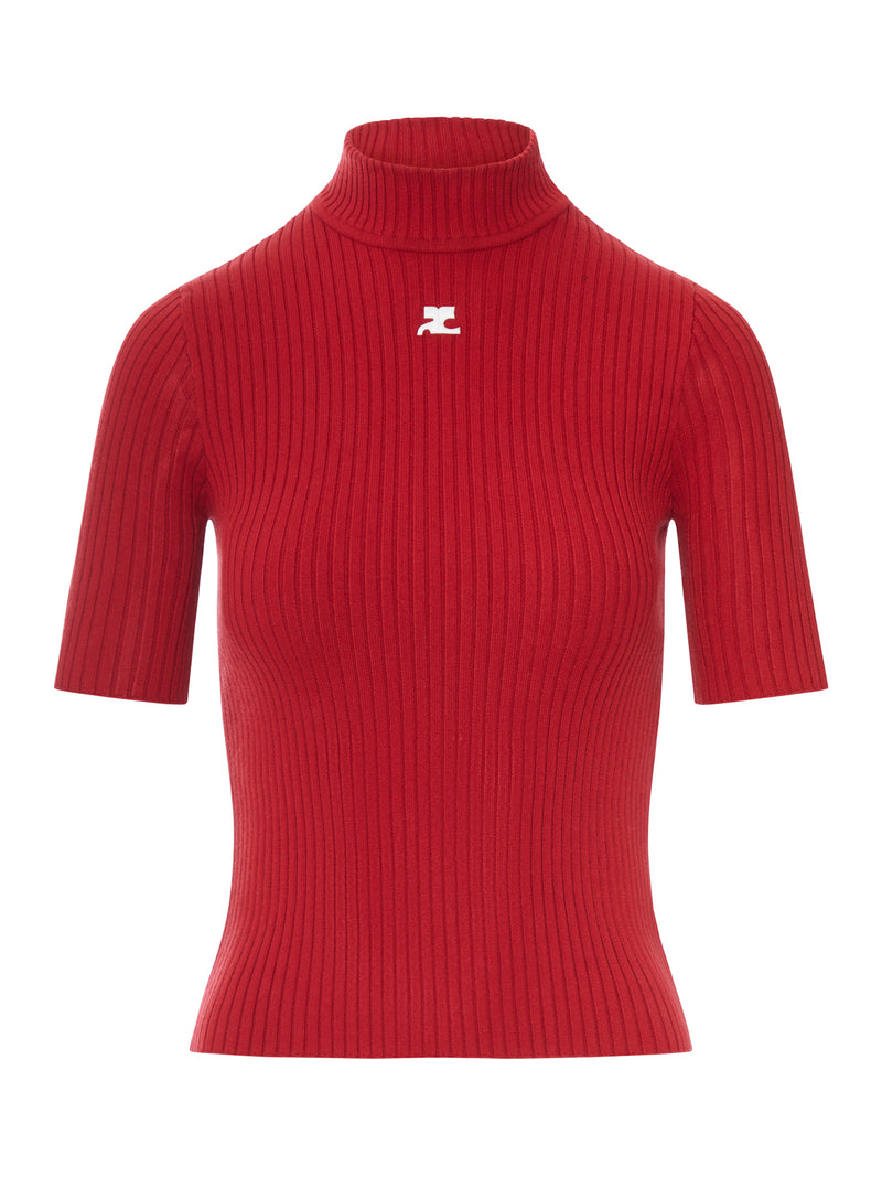REEDITION SHORT SLEEVES RIB KNIT SWEATER