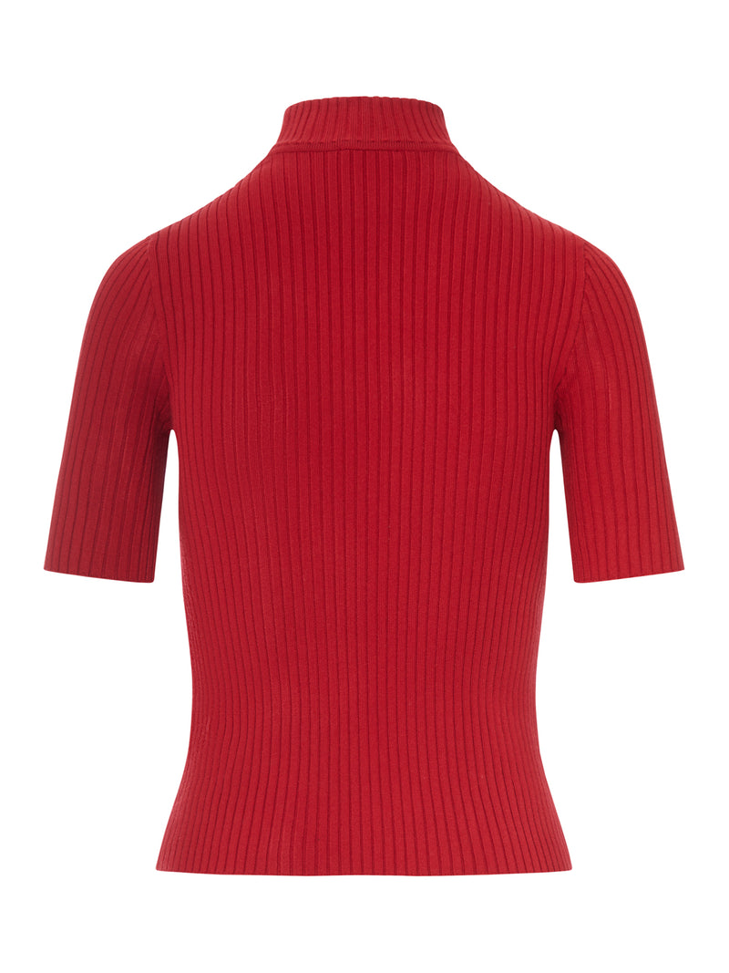 REEDITION SHORT SLEEVES RIB KNIT SWEATER