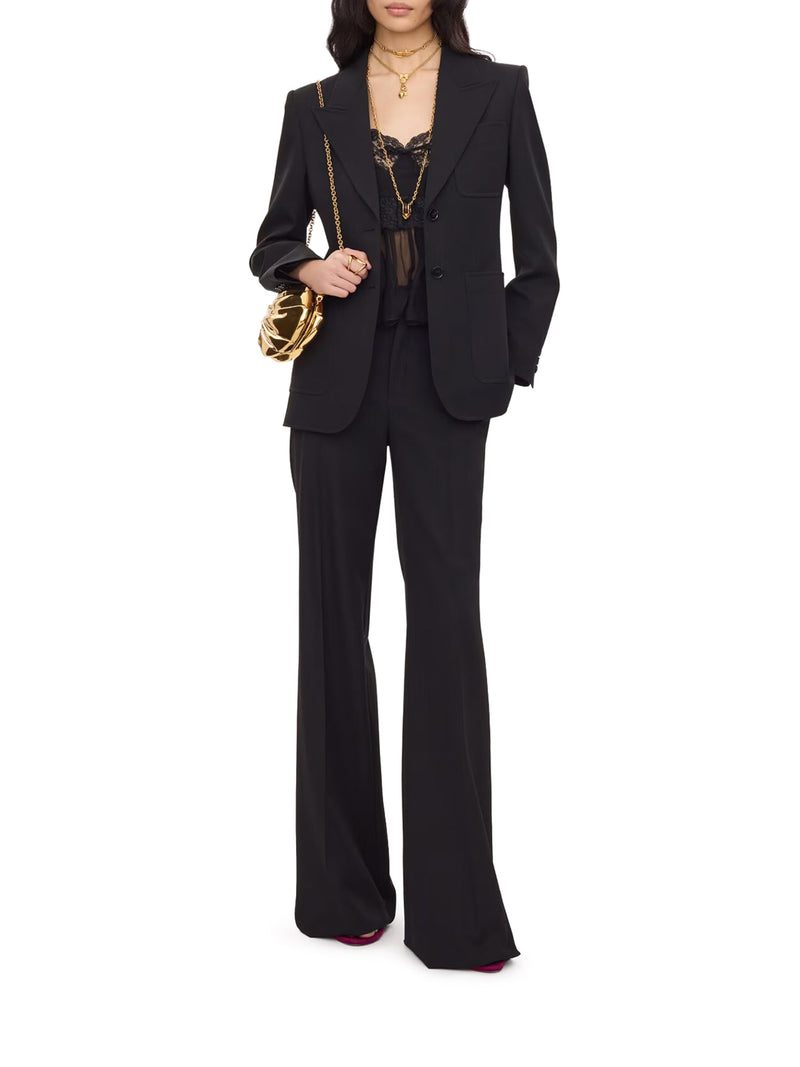 HIGH-RISE FLARED PANTS IN WOOL GRAIN DE POUDRE