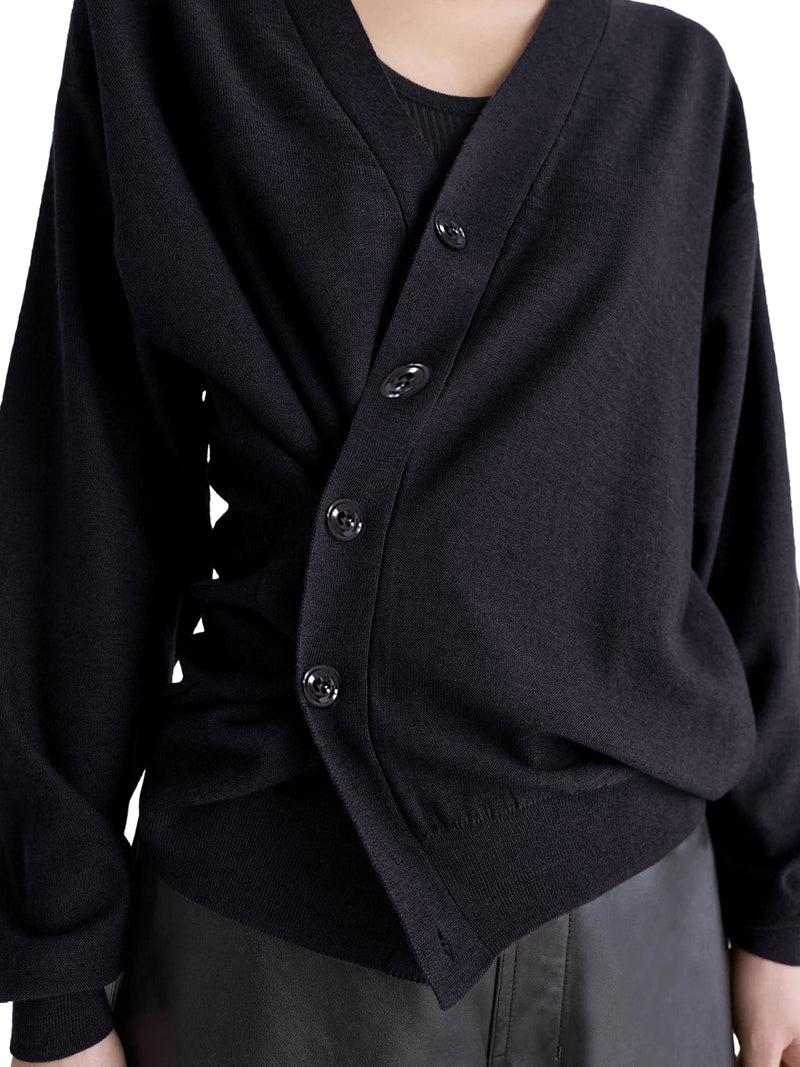RELAXED TWISTED CARDIGAN IN MERINO BLEND