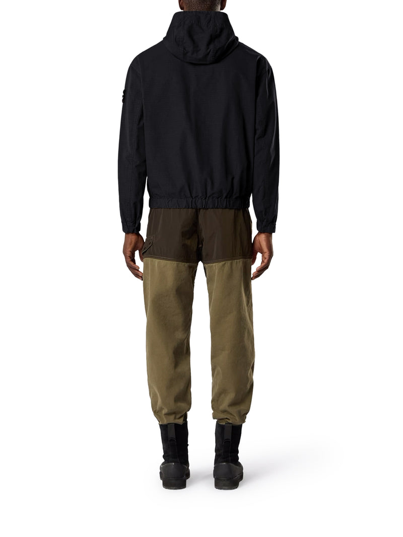 COTTON OVERSHIRT WITH HOOD AND STONE ISLAND BADGE