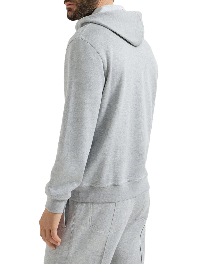 DOUBLE COTTON, CASHMERE AND SILK SWEATSHIRT TOPWEAR WITH ZIP AND HOOD