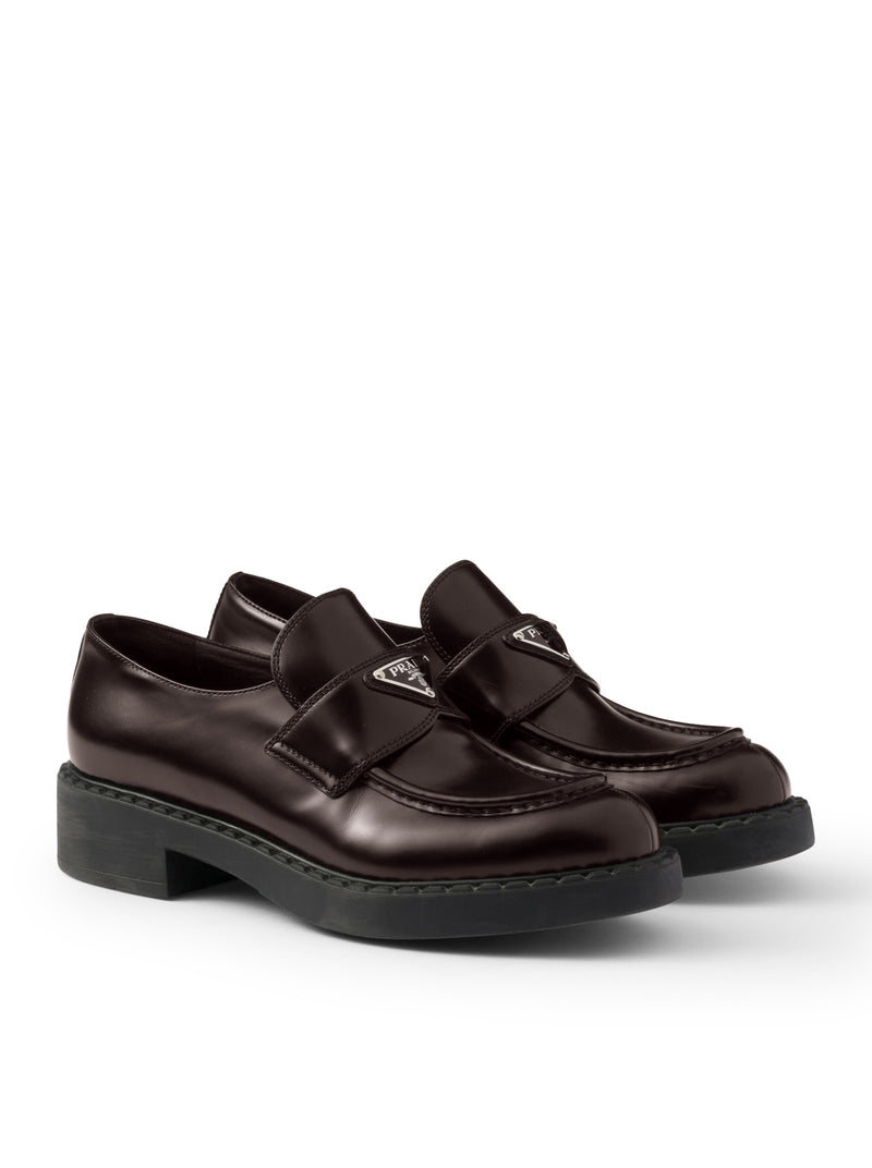 BRUSHED LEATHER LOAFERS WITH LOGO