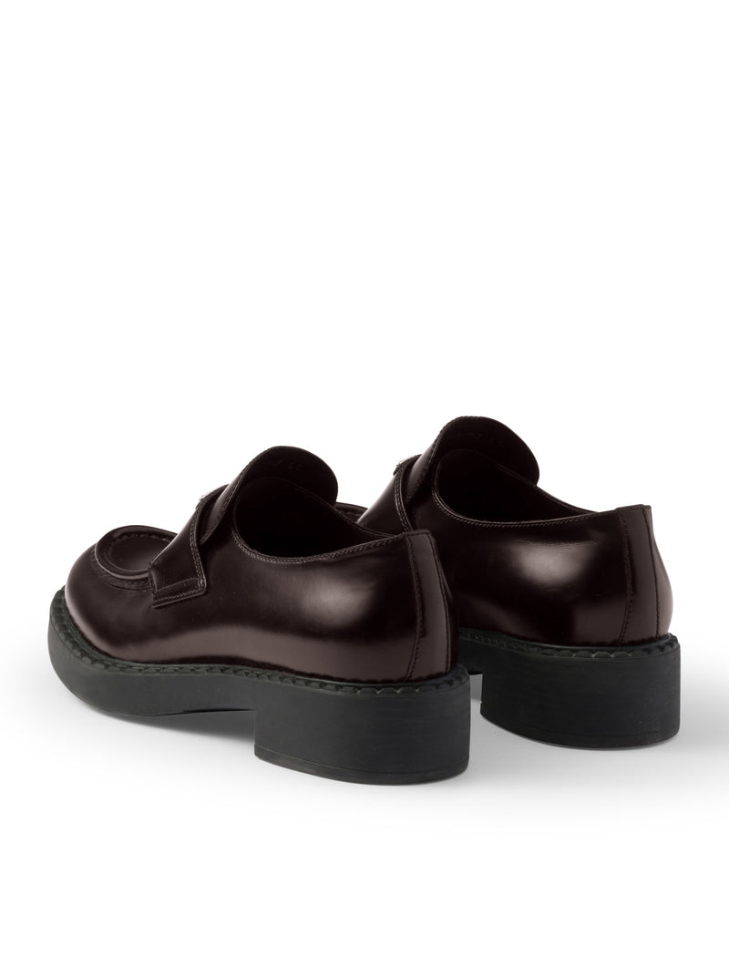 BRUSHED LEATHER LOAFERS WITH LOGO