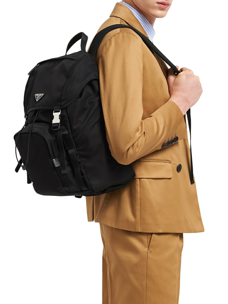 Backpack in Re-Nylon and Saffiano leather
